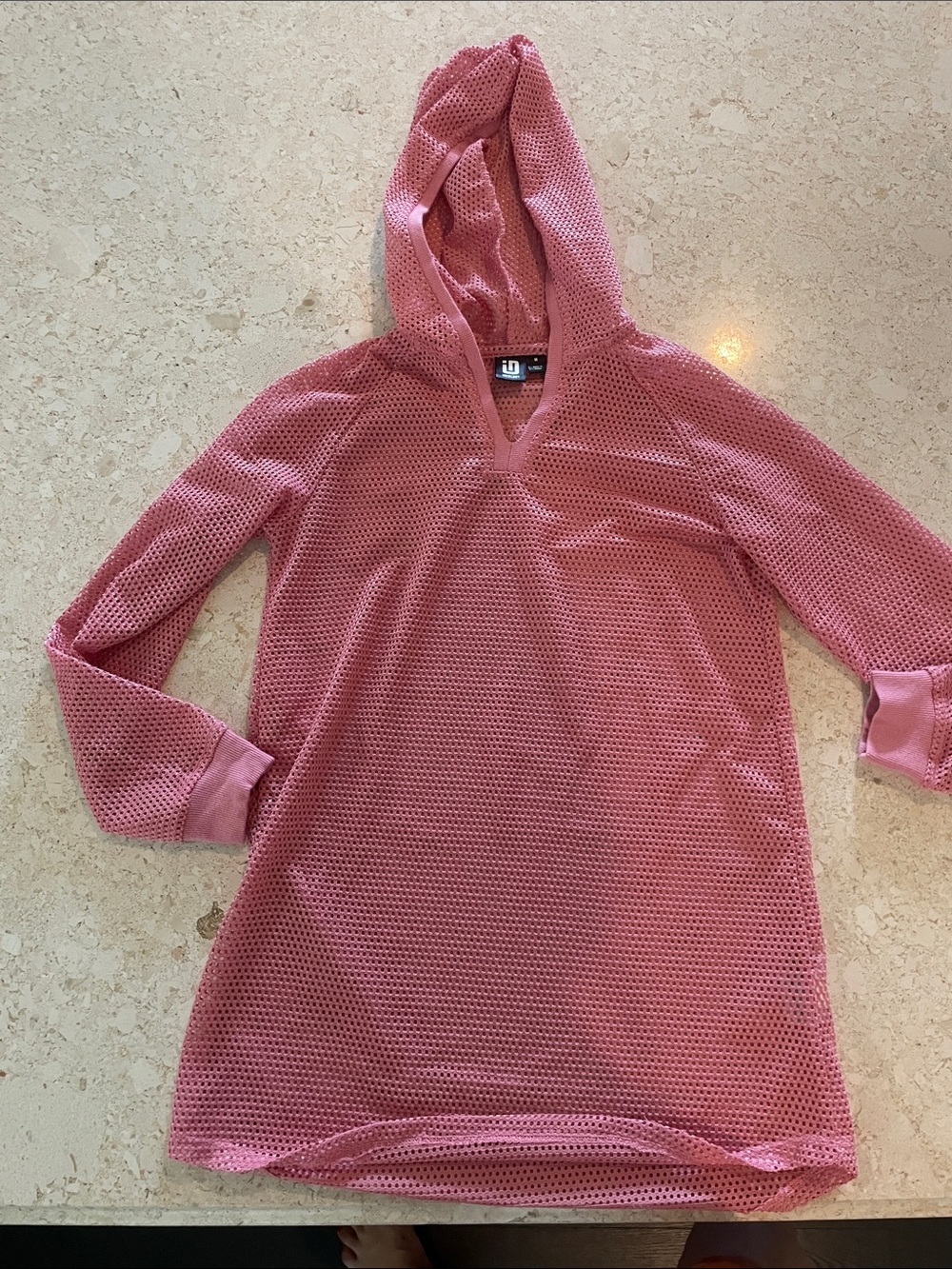 Ideology Pink Mesh Hooded Kids Swim Coverup